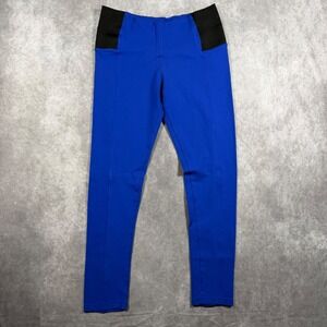 Shinestar Ponte Knit Leggings Womens M Royal Blue Black Elastic Panels Comfort